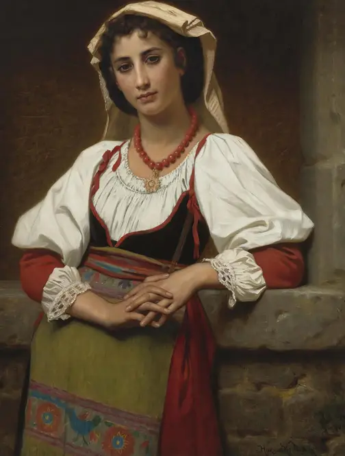 The Neapolitan Girl (1876) by Hugues Merle